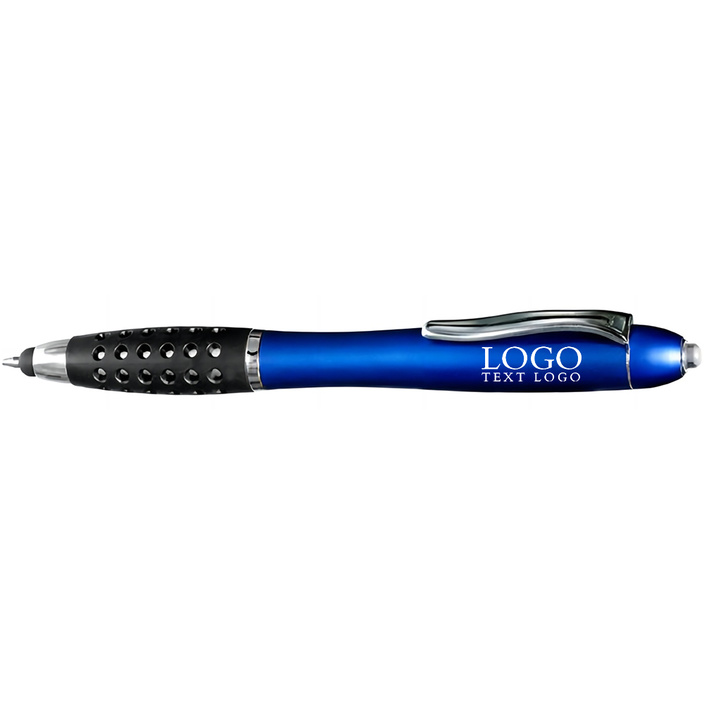 Gripper Stylus Pen with Led Light Blue With Logo
