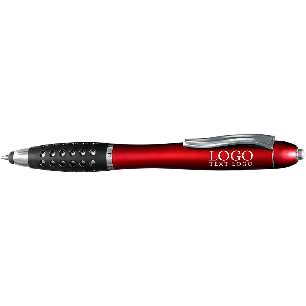 Gripper Stylus Pen with Led Light Red With Logo