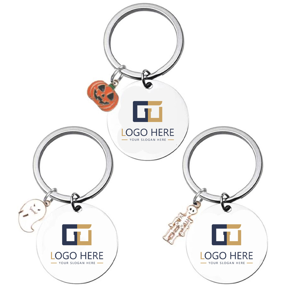 Halloween Pumpkin Ghost Skeleton Keychains Group With Logo