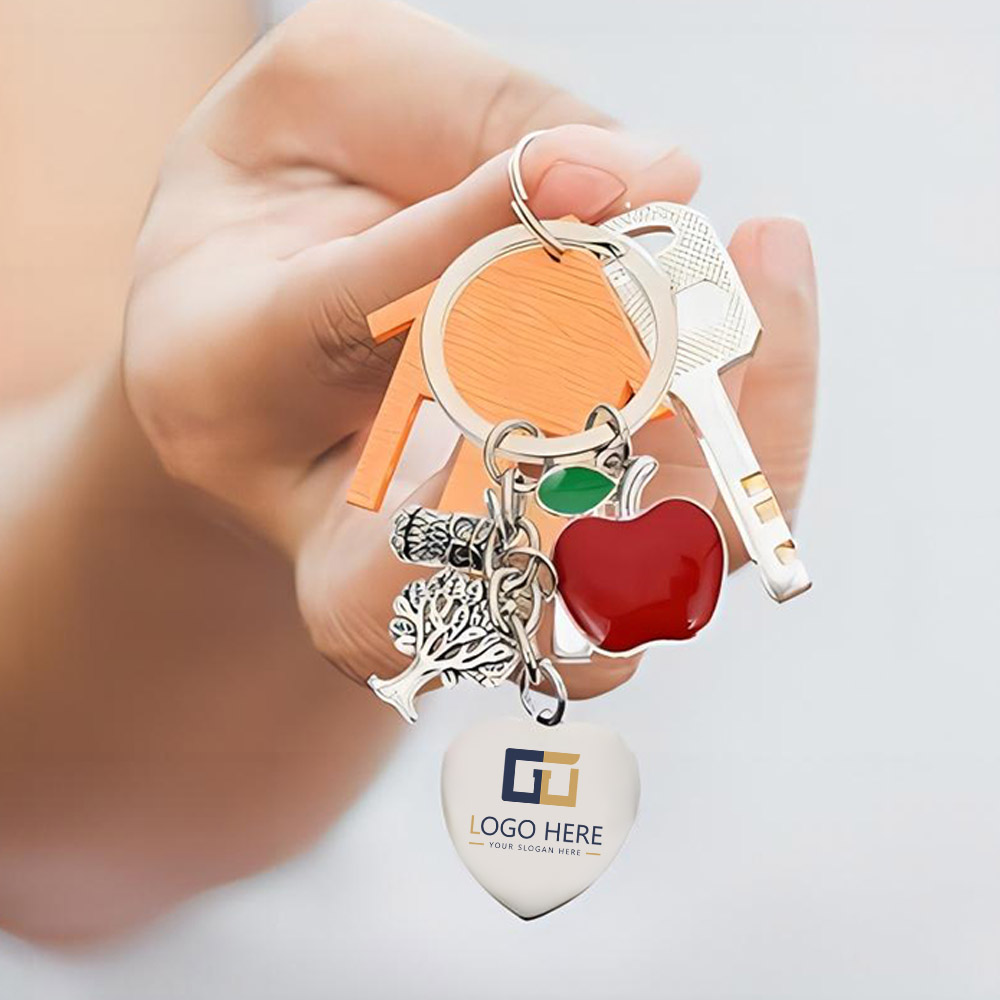 Custom Full Color Heart Shaped Keychain Key Tag