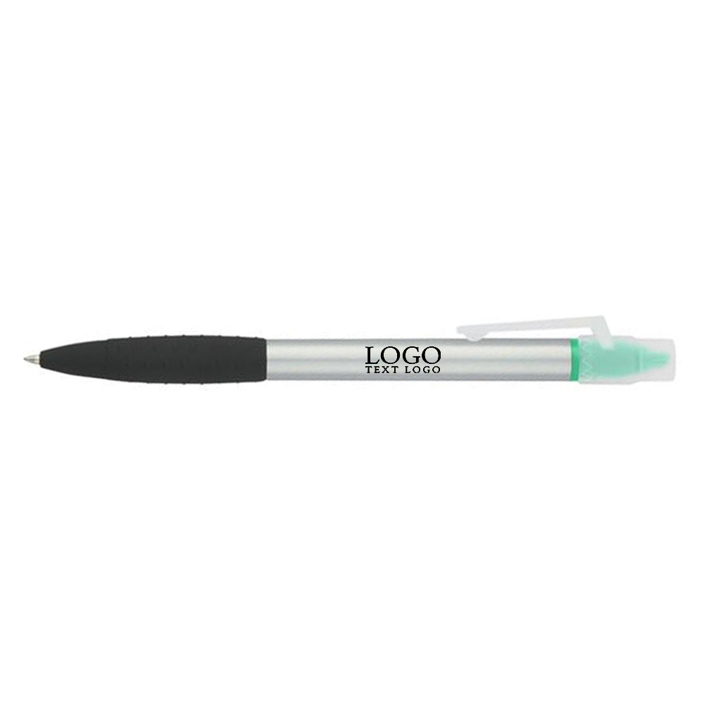 Neptune Pen With Highlighter Silver Green With Logo