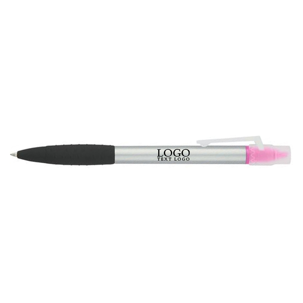 Neptune Pen With Highlighter Silver Pink With Logo