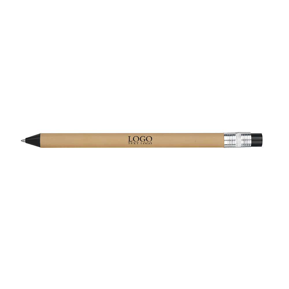 Pencil Look Plunger Action Pen Black with Logo