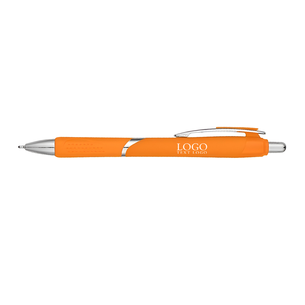 Plastic Dotted Grip Pen Orange with Logo