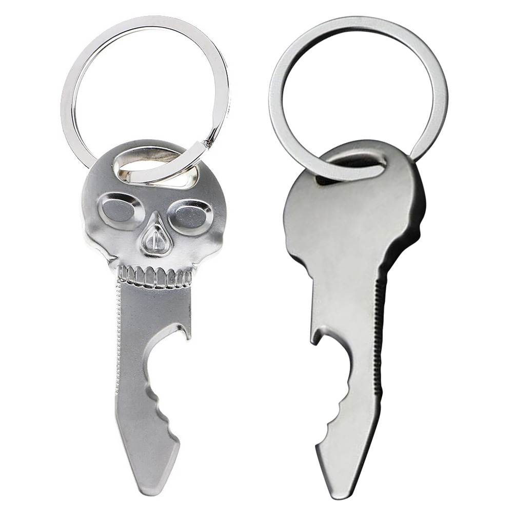 Skull bottle opener key ring Silver Blank