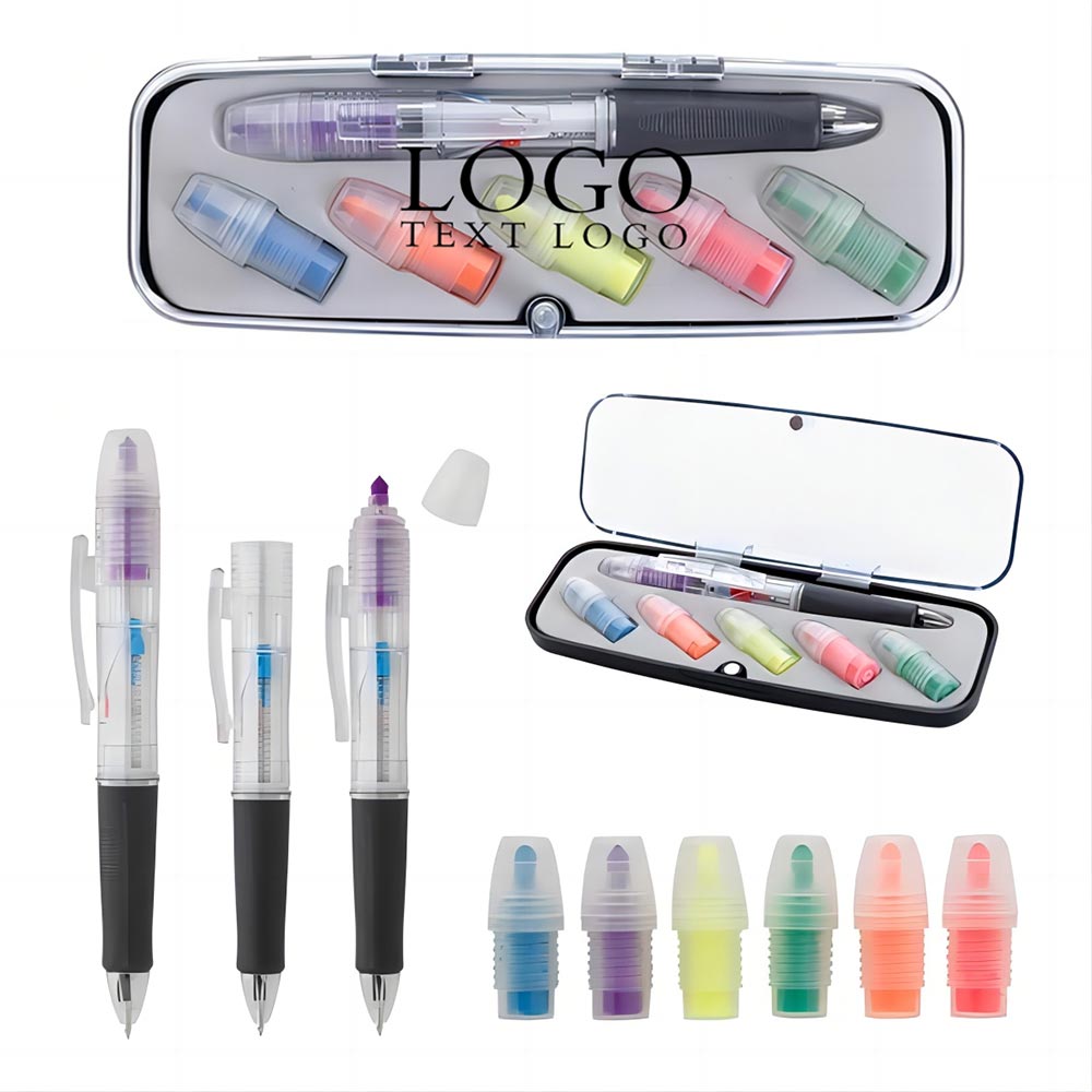 Tri-Color Pen and Highlighter Set Group