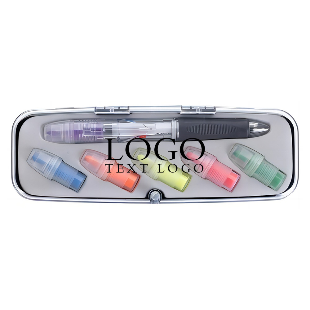Tri-Color Pen and Highlighter Set With Logo