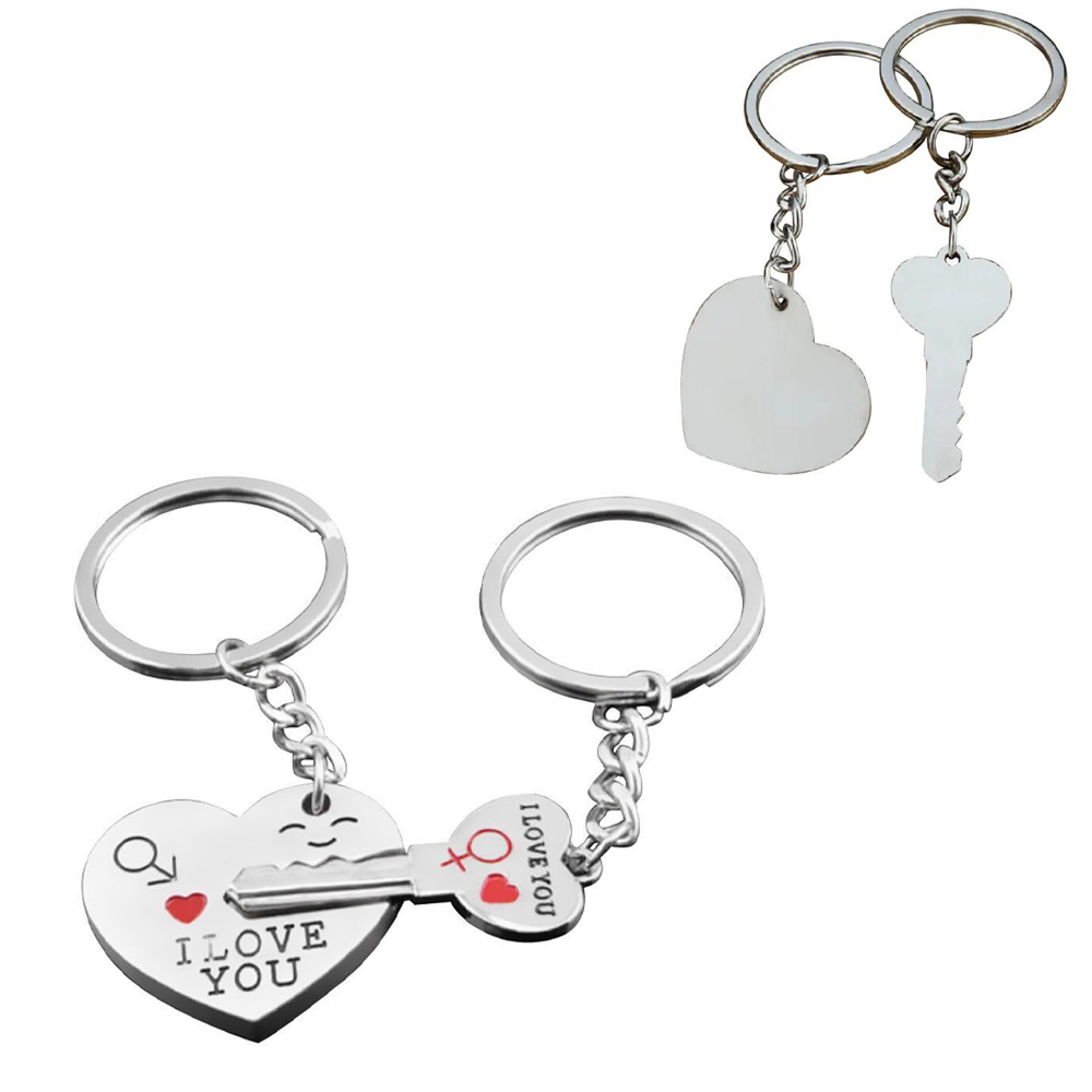 Valentine's Day Love Couple Keychain Silver Blank