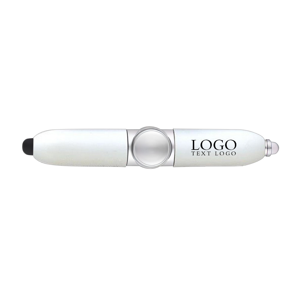 White Promo Fidget Spinner Pen With Led Light With Logo