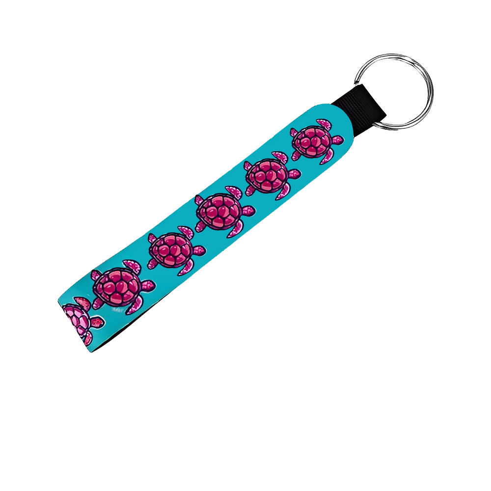 Neoprene Wristlet Keychain Lanyard Blue