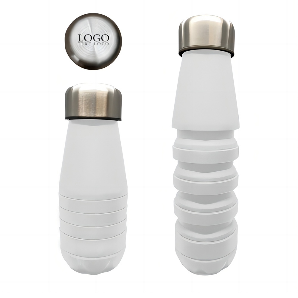 16 Oz Collapsible Swiggy Bottle White With Logo