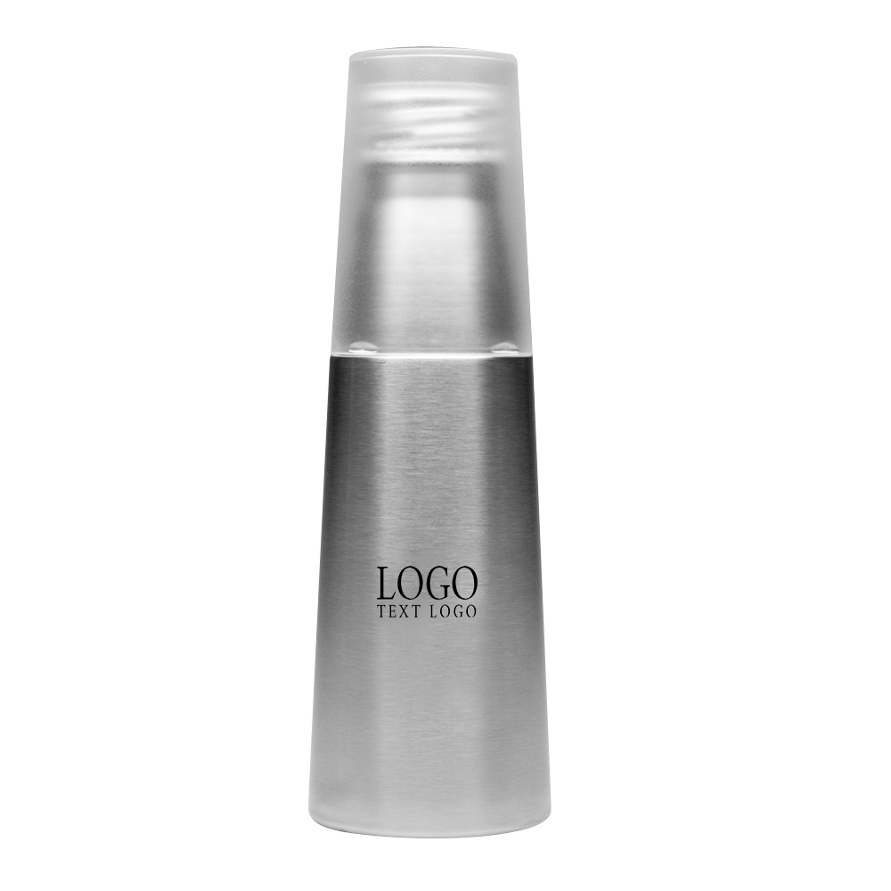 17 oz Stainless Steel Water Bottle with Tritan Cup Silver With Logo