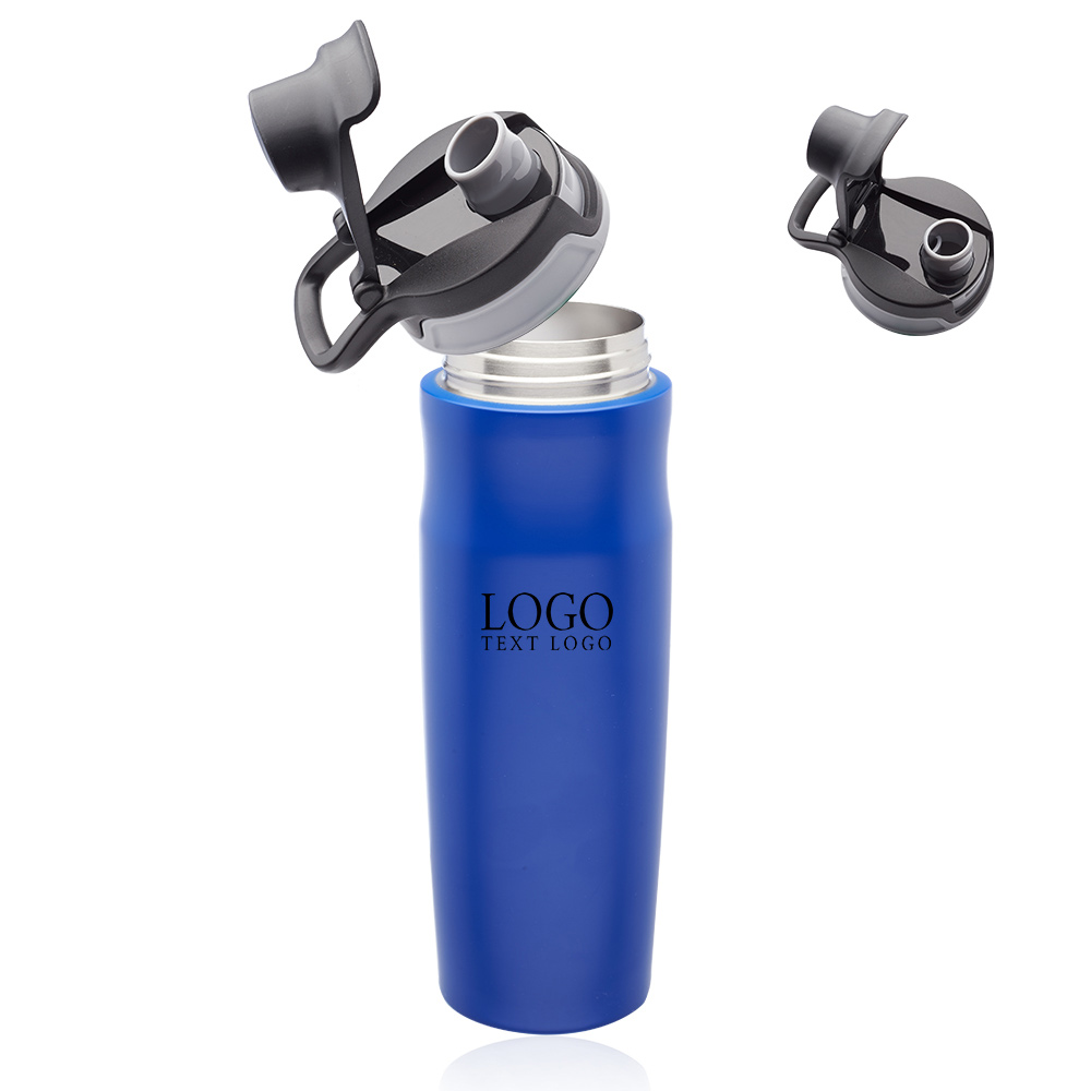 20 oz Juno Water Bottle with Flip Lid Blue With Logo And Details