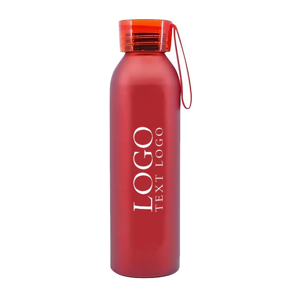 20oz Aluminum Bottle With Carrying Strap Red With Logo
