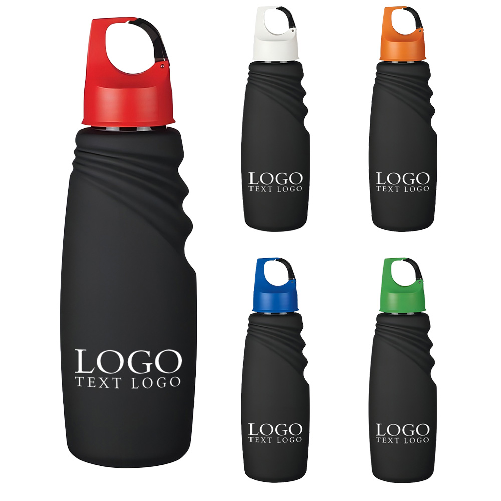 24 Oz Matte Finish Crest Carabiner Sports Bottle Group With Logo