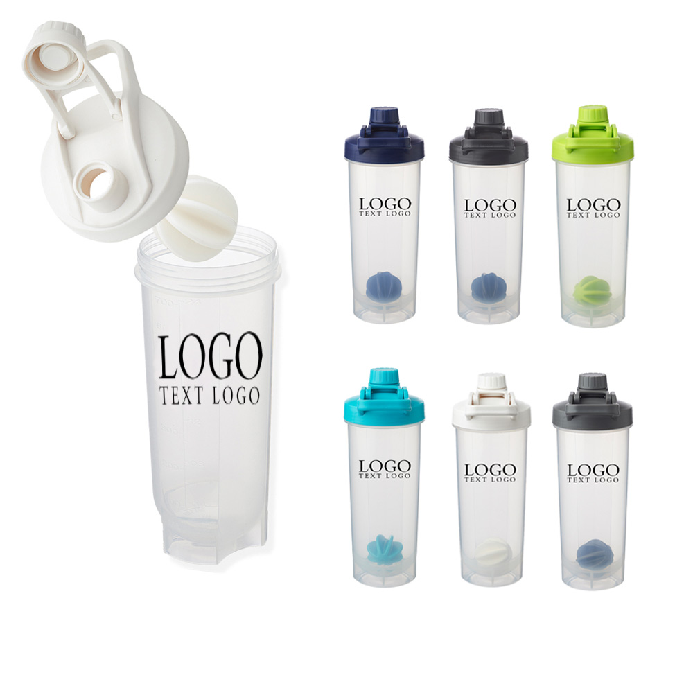 24 oz Plastic Shaker Bottle with Mixer Group With Logo