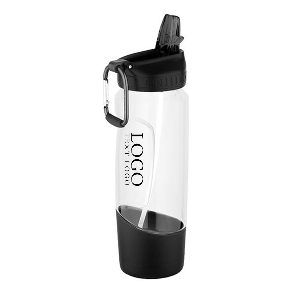 28 oz Tritan Water Bottle With Carabiner Black With Logo