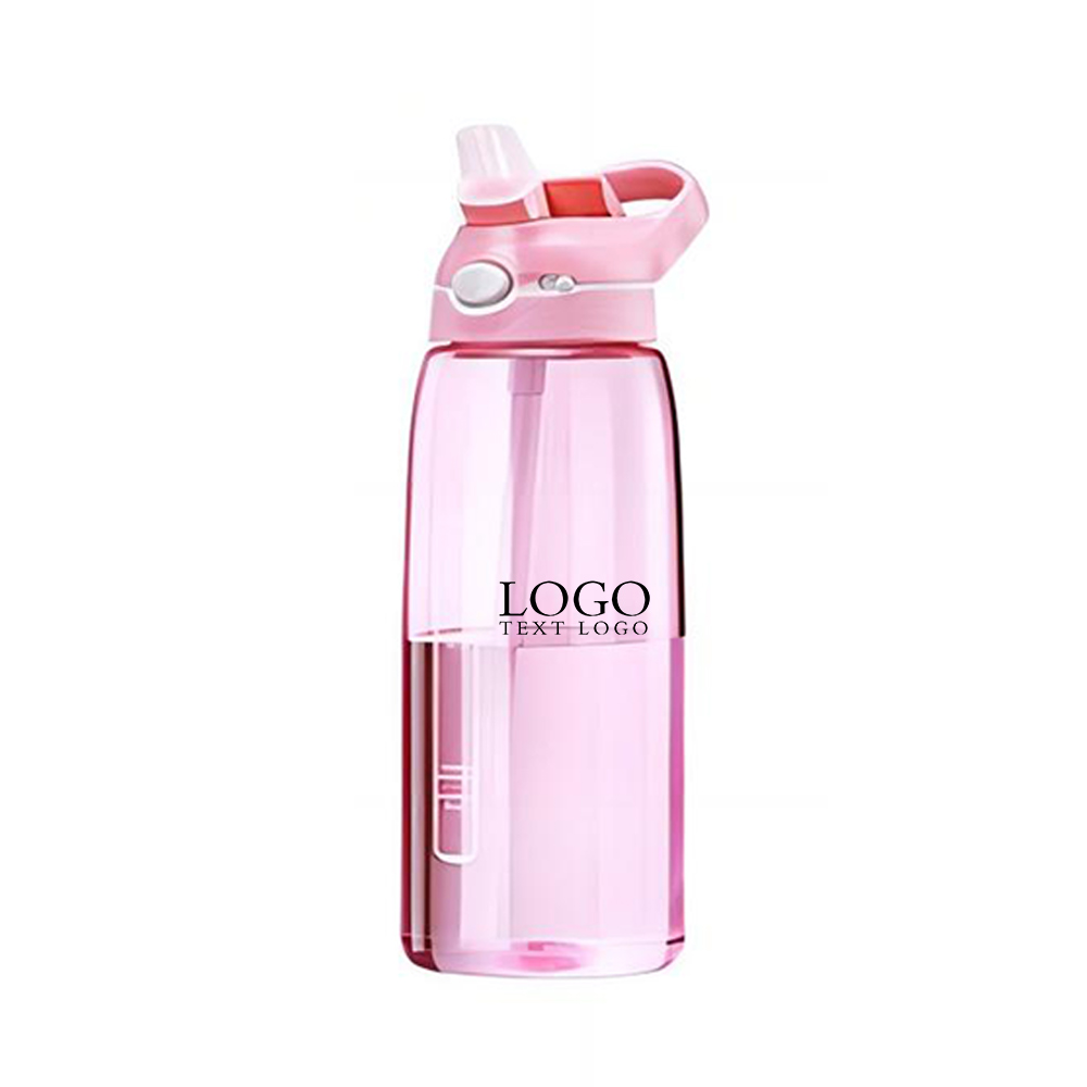 34 Oz Autospout Straw Water Bottle With Logo Pink With Logo