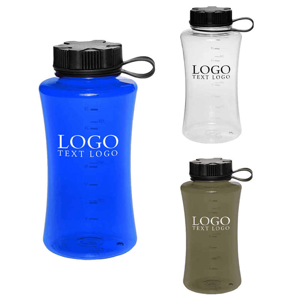 34 oz Plastic Sports Bottles Group With Logo