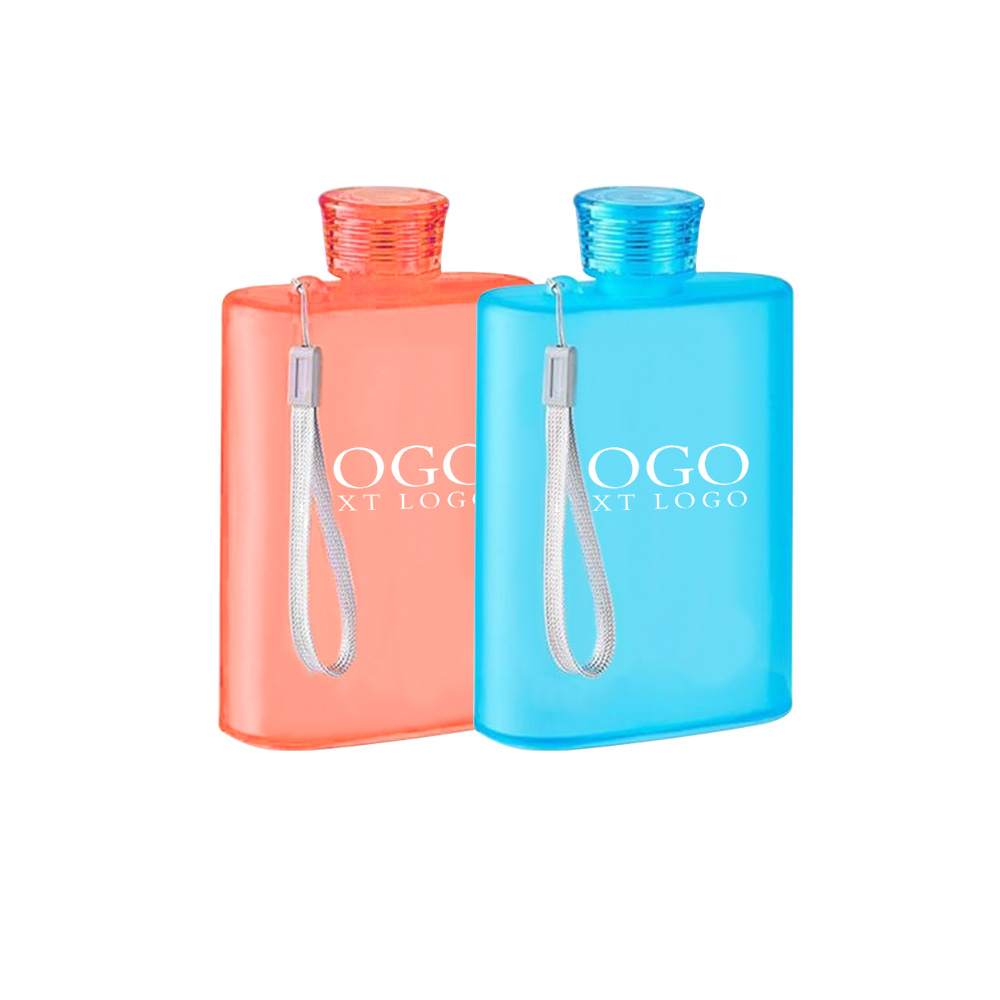 380ml Clear Matte Grain Slim Flat Portable Water Bottle Group