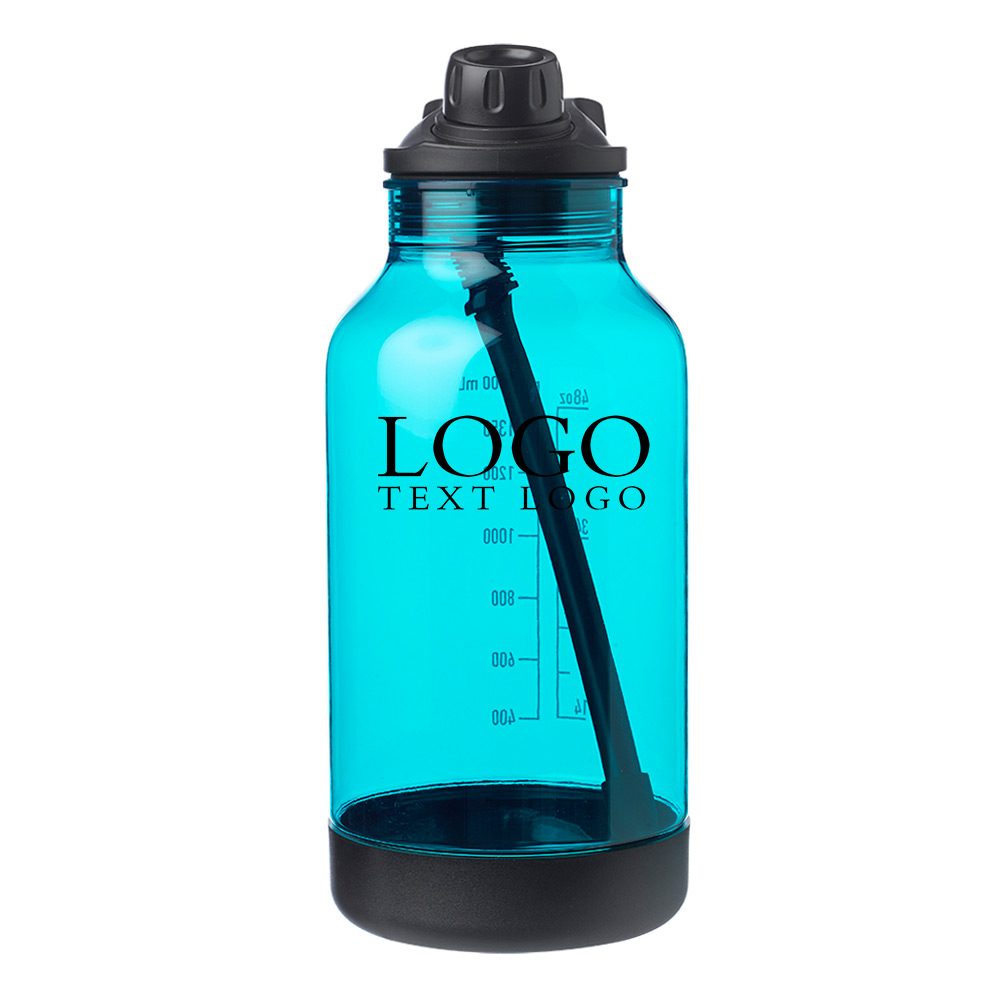 Custom 64 oz Plastic Sports Bottles Teal With Logo