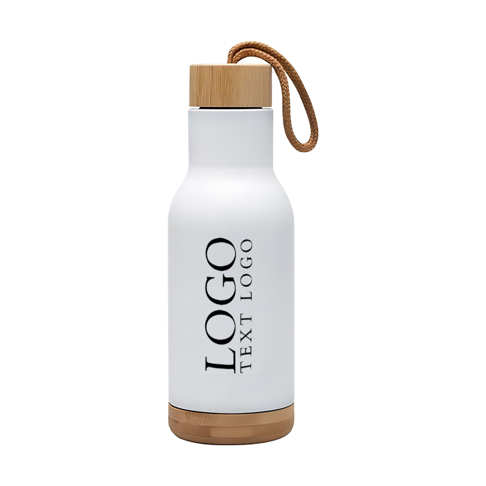 Perka Altair 17 oz Double Wall Stainless Steel Water Bottle White With Logo