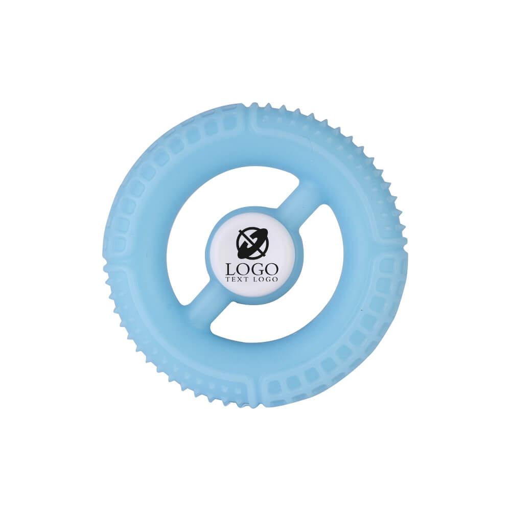 Blue spinner toy with logo