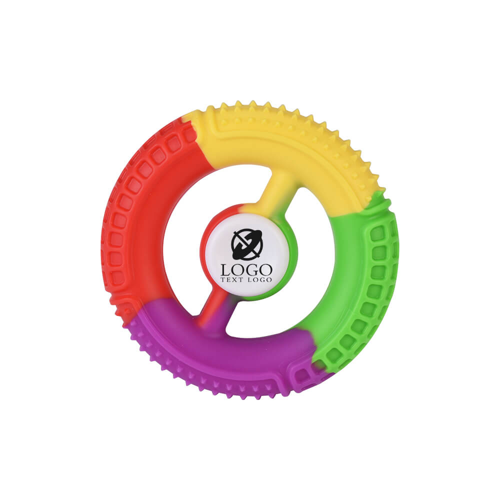 Red rotating spinner toy with logo