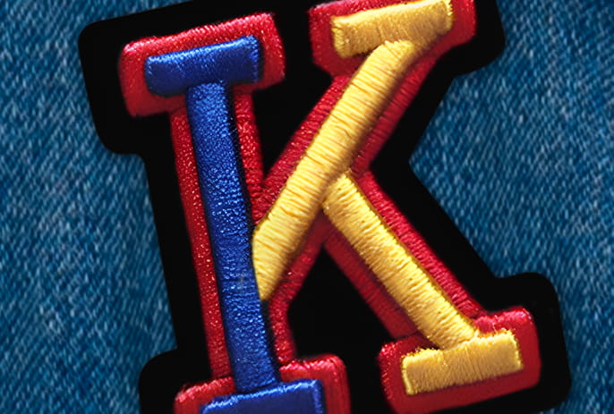 details of custom 3D embroidered patches