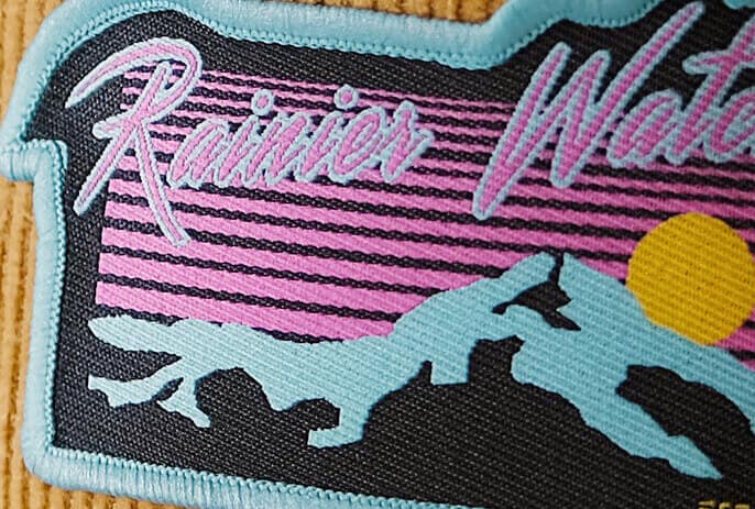 details of custom woven patches