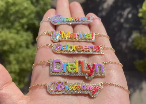 colorful custom name pendants