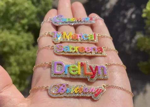 colorful custom name pendants