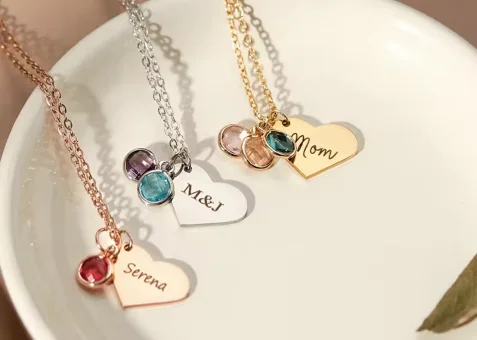 love shape silver name pendant