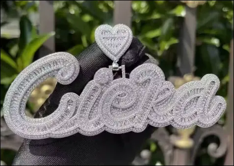 moissanite name pendant custom