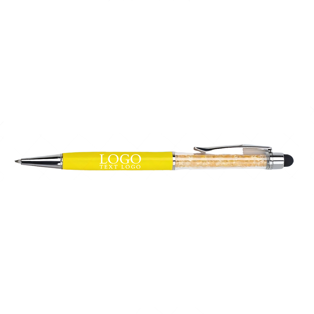 Crystal Stylus Retractable Ballpoint Pen Yellow with Logo