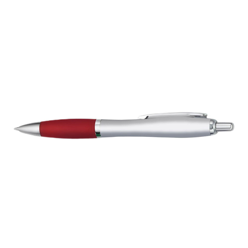 Silver Red Retractable Basset II Pen