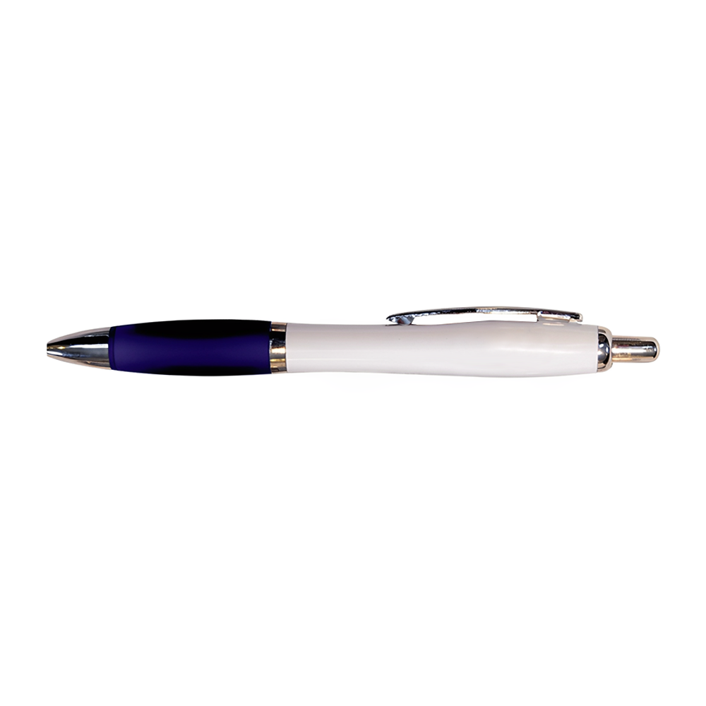 White Blue Retractable Basset III Pen