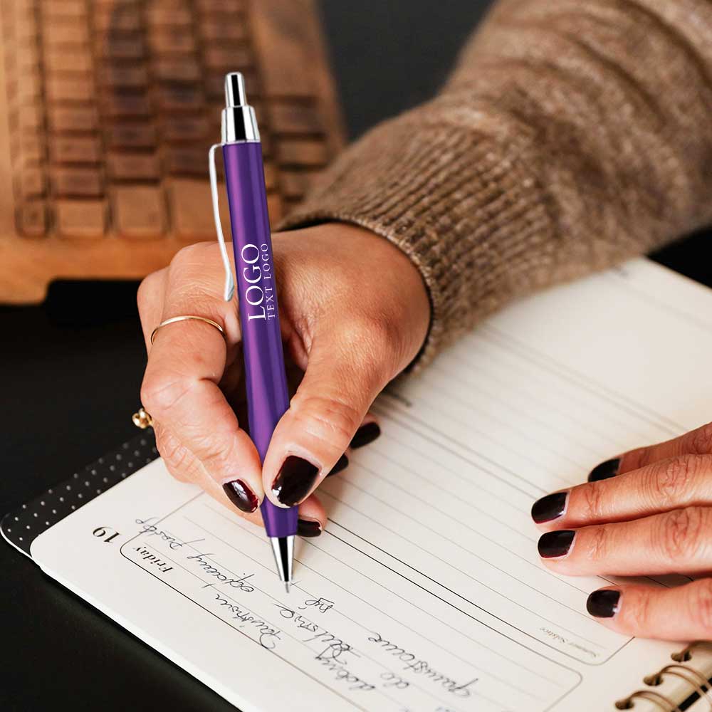 stijlvolle balpen van massief messing met klikactie