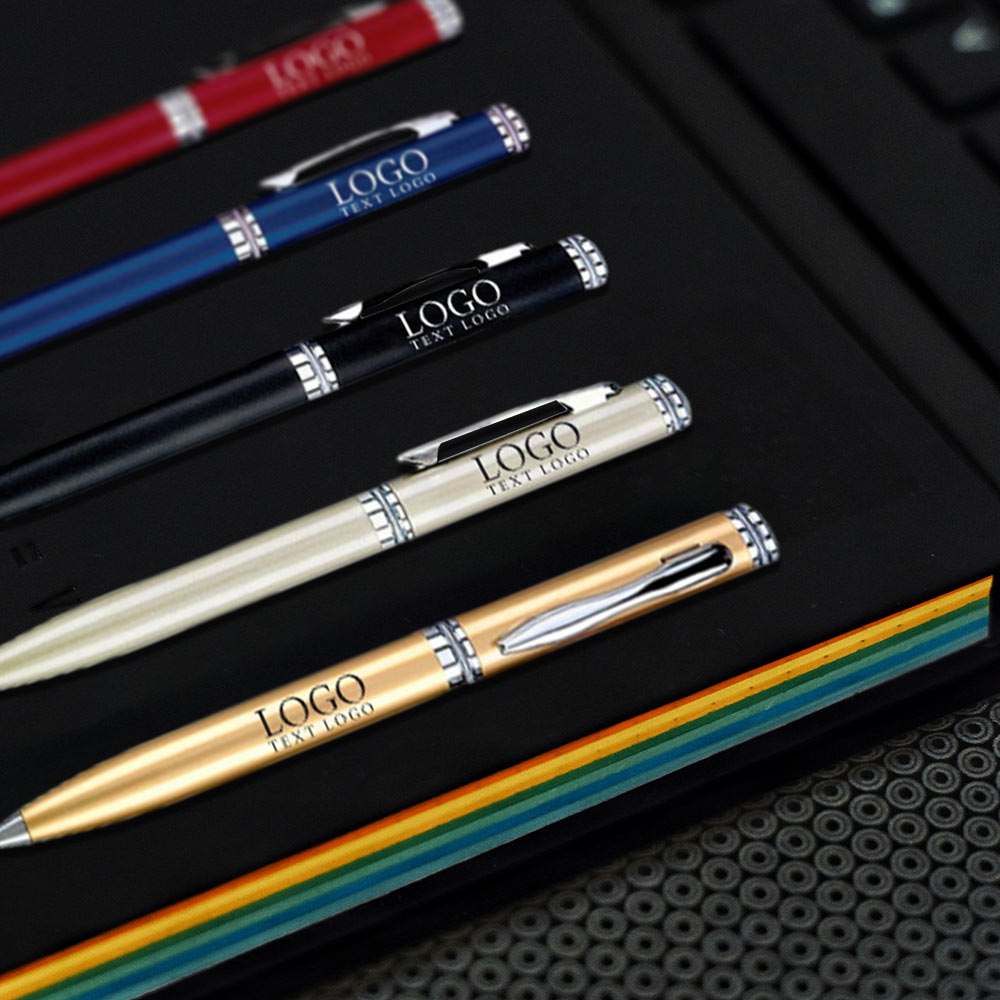 twist action ballpoint pens with logo