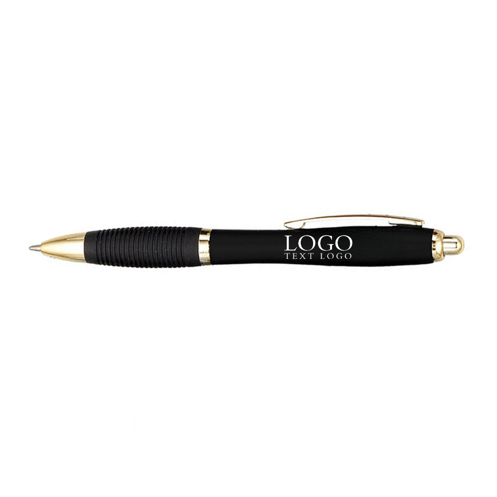 Black Custom Hourglass Shaped Retractable Plastic Pen with Logo