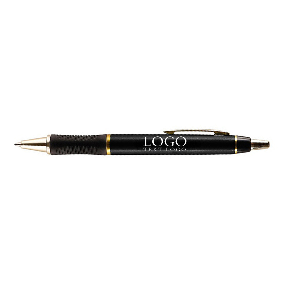 Black Custom Plastic Pen with Gold Colored Clip with Logo
