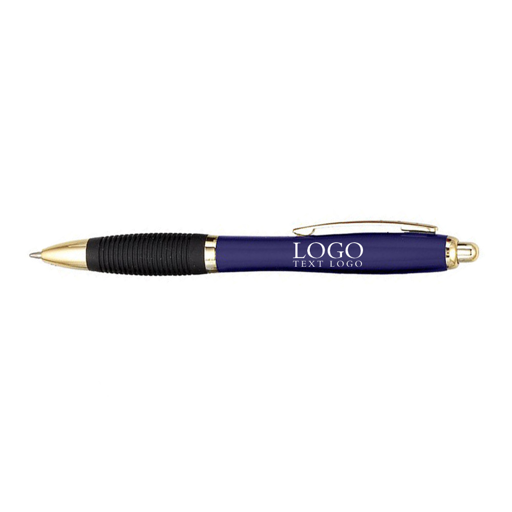 Blue Custom Hourglass Shaped Retractable Plastic Pen with Logo