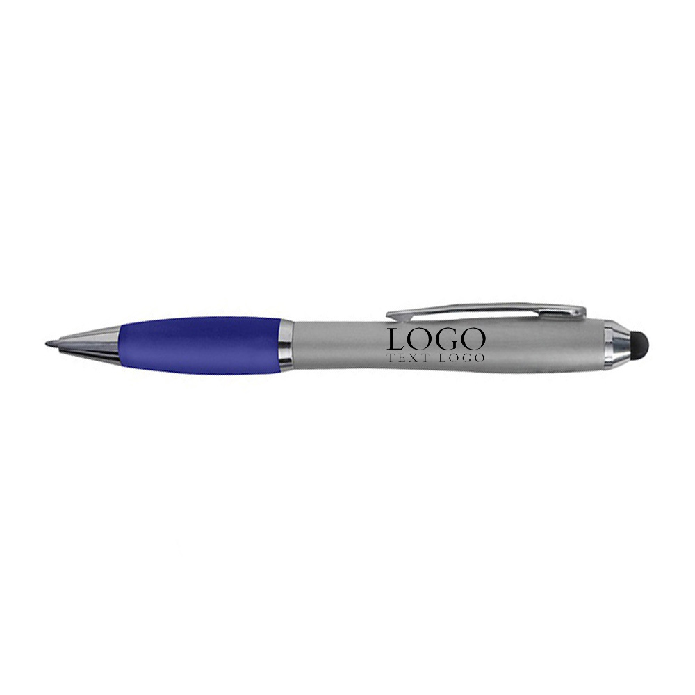 Blue Custom Twist Action Plastic Pen with Stylus with Logo