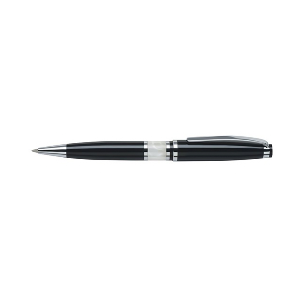 Chrome Plated Brass Pen With Twist Action BLACK&WHITE