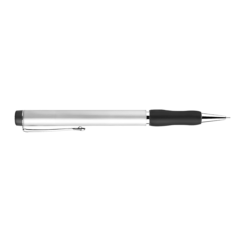 Custom Ballpoint Pen with Rubber Grip-Satin Chrome