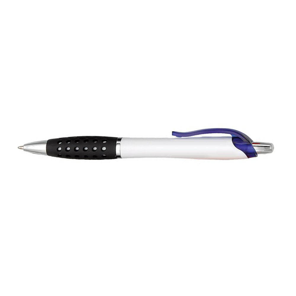 Custom Blue Click Pen with Black Dotted Rubber Grip