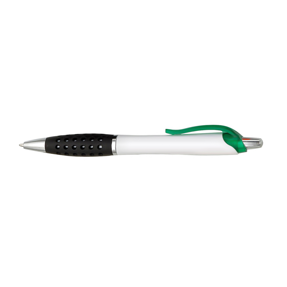 Custom Green Click Pen with Black Dotted Rubber Grip