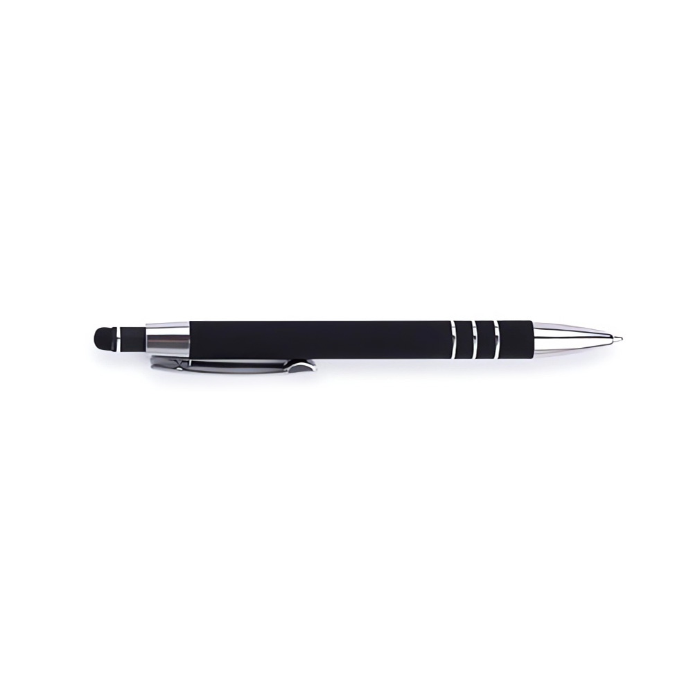 Custom Soft Touch Metal Pen with Stylus-Black