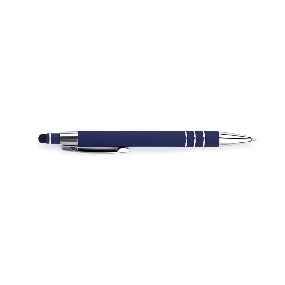 Custom Soft Touch Metal Pen with Stylus-Blue