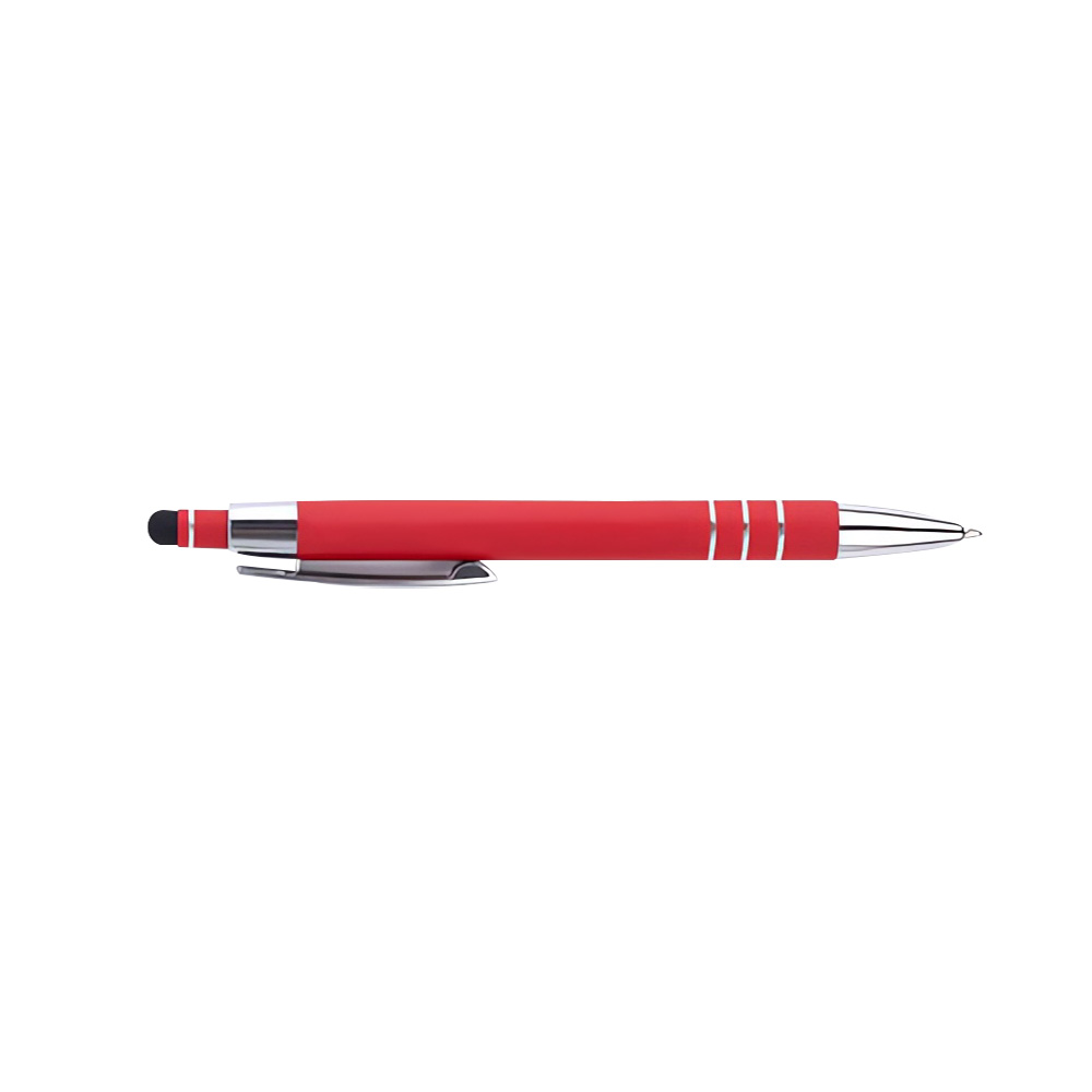 Custom Soft Touch Metal Pen with Stylus-Red